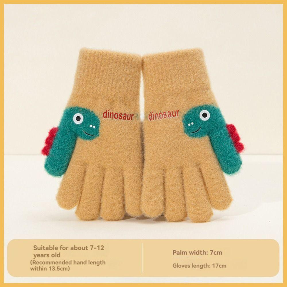 Warm Plush Five-finger Gloves 7-12 Years Old Kids Gloves Cute Winter Knitted Gloves  Boys and Girls