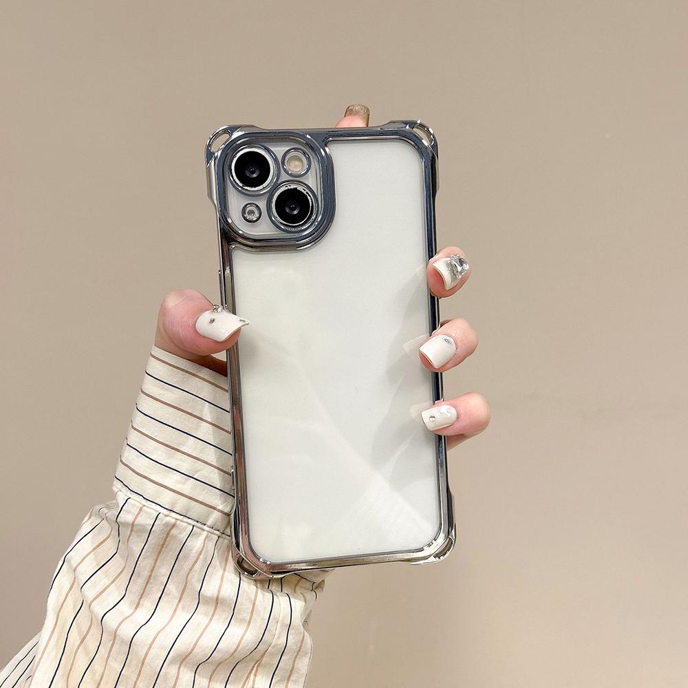 

Противоударный мягкий чехол с четырьмя углами и защитой от падений для iPhone Xiaomi Poco Huawei Honor OPPO Vivo защитный чехол iPhone 13 серебряный