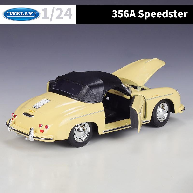 WELLY 1/24 Porsche 356A Speedster Classic Vintage Car Alloy Scale Car Model Diecast Metal Static Children Toy Car Vehicles Gifts