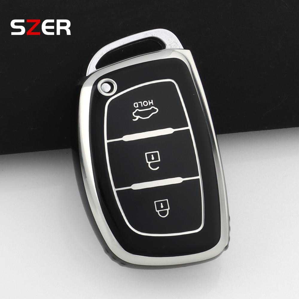 

3 4 Buttons TPU Car Smart Key Case Cover Keychain For Hyundai Tucson Santa Fe Rena Sonata Elantra Creta Ix35 Ix45 I10 I30 I40