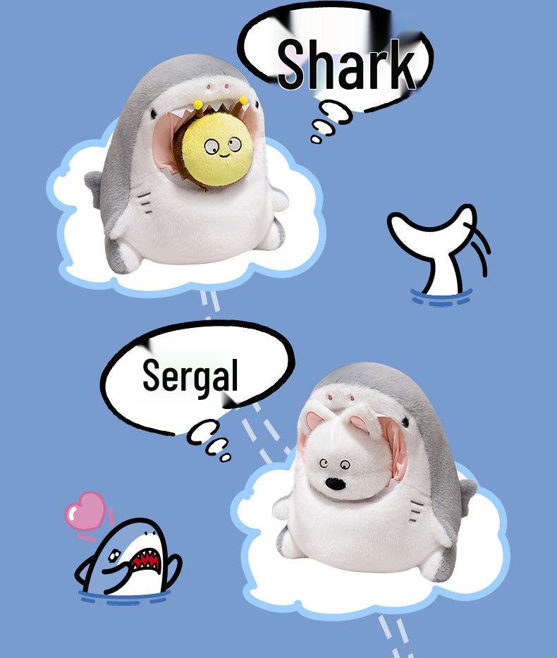 Cute Shark Transformation Plush Figurines - Net Celebrity Series Animal Dolls, Perfect for Qixi Birthday Gifts