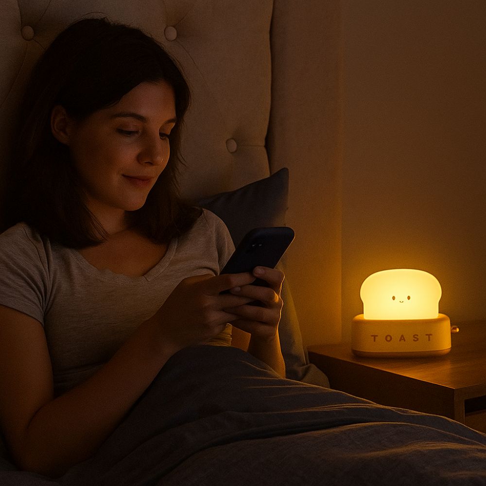 Cartoon Toaster Lamp Dimmable Mini Table Lamp Ambient Lighting Bread Toast Table Light  Bedroom