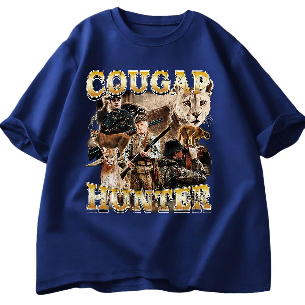 Cougar Hunter Fun Pattern Tshirt Summer Mens Womens Casual Cotton Fashion Harajuku Tshirt Mens Tshirt Street Wear Y2K
