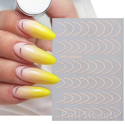 Gradient Color French Manicure Nail Art Designs Stickers Self-Adhesive Nail Tips Guides for DIY Decoration Stencil Tools