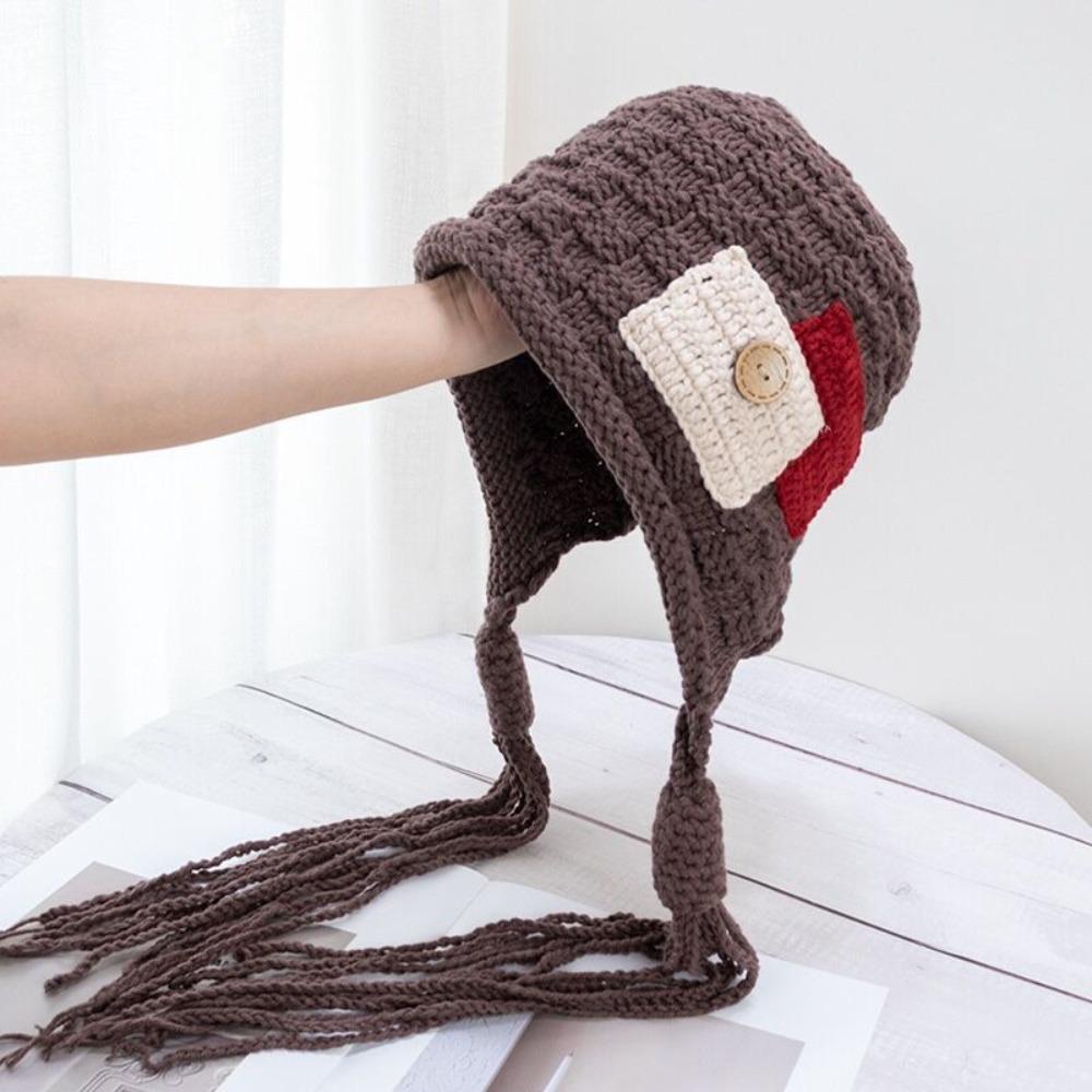Keep Warm Crochet Lei Feng Hat Harajuku Designed Pullover Hat Kawaii Ear Protection Hat  Outdoor