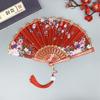 Silk Cloth Folding Fan Traditional Chinese Dancing Fans Hand Fan Portable Performance Props Vintage Wedding Party Photo Props