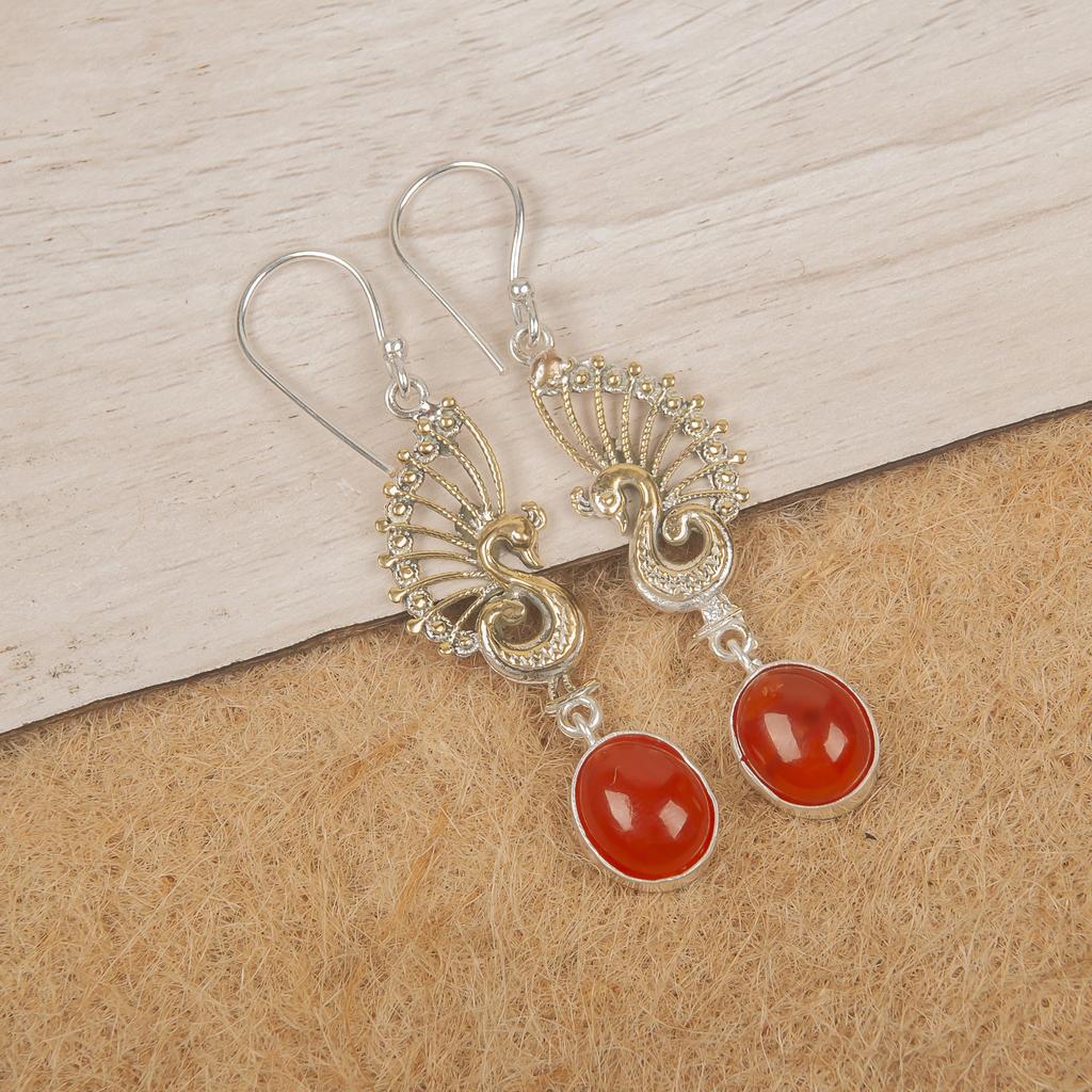 Karneol 925 Sterling Silber Ohrringe, handgefertigte Edelstein Ohrringe Schmuck, Geschenke für Frau Brandneue Ohrringe