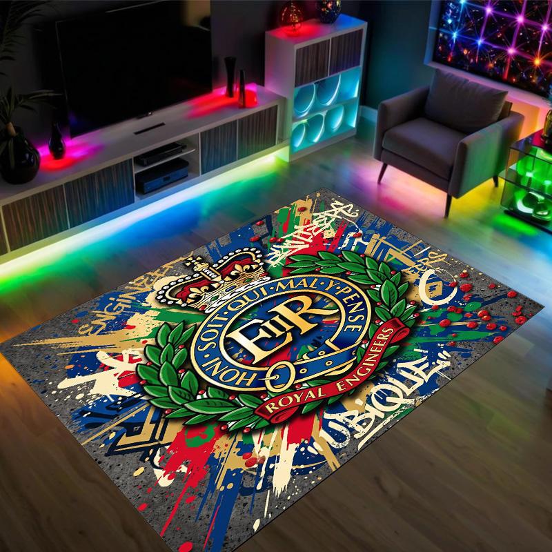 Royal Engineers A.F.C Design Crystal Velvet Carpet Cozy Non?Slip Printed Rug For Bedroom Living Room Entrance