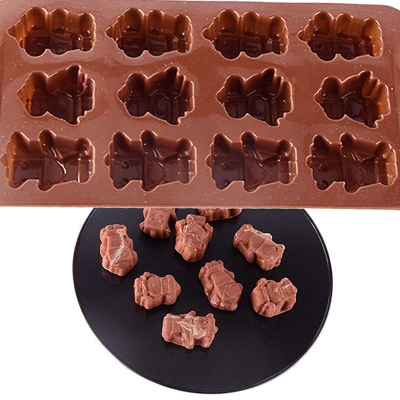 CCmax Premium Silicone Anti-Stick Chocolate Molds - 12 Pack for Homemade Chocolates, Candies, Jelly or Ice Cubes, Robot Shape