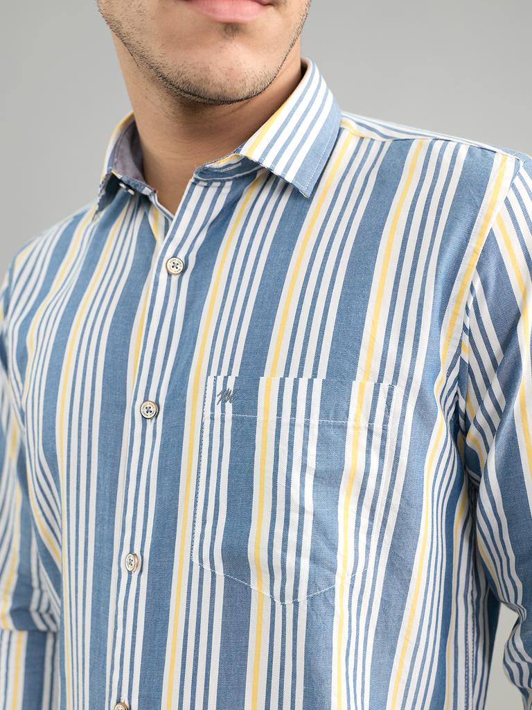 Monte Carlo Men's Regular Fit Striped Full Sleeve Shirt