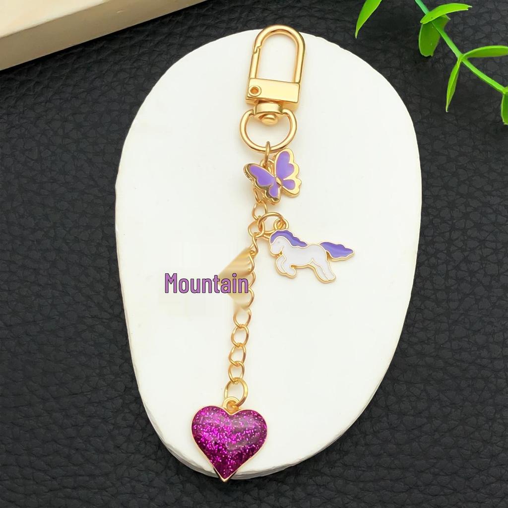 European-American Drip Oil Purple Heart Butterfly Zinc Alloy Keychain Pendant