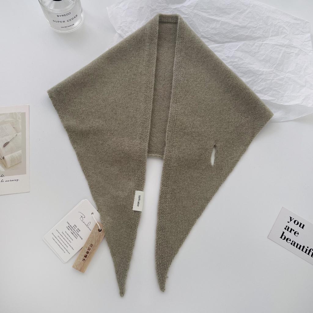 New Korea Styles 100% Wool Knitted Triangular Scarf Women Winter Warm Decorate Headscarf Shawl Neckerchief Hijab Pashmina