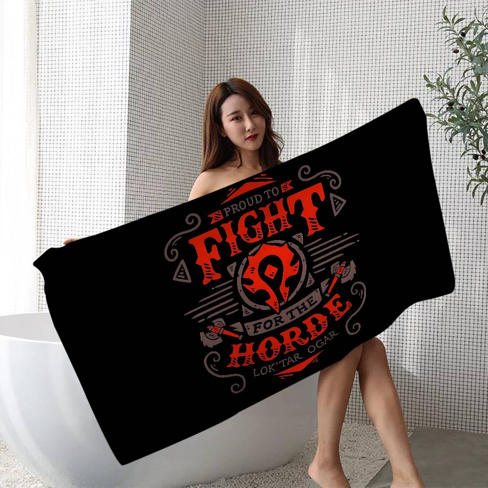 W-World-Of-Warcraft Epic-Fantasy-MMO Microfiber Printed Beach Towel Mountain Climbing Yoga Beach Running Absorbent Soft Towel