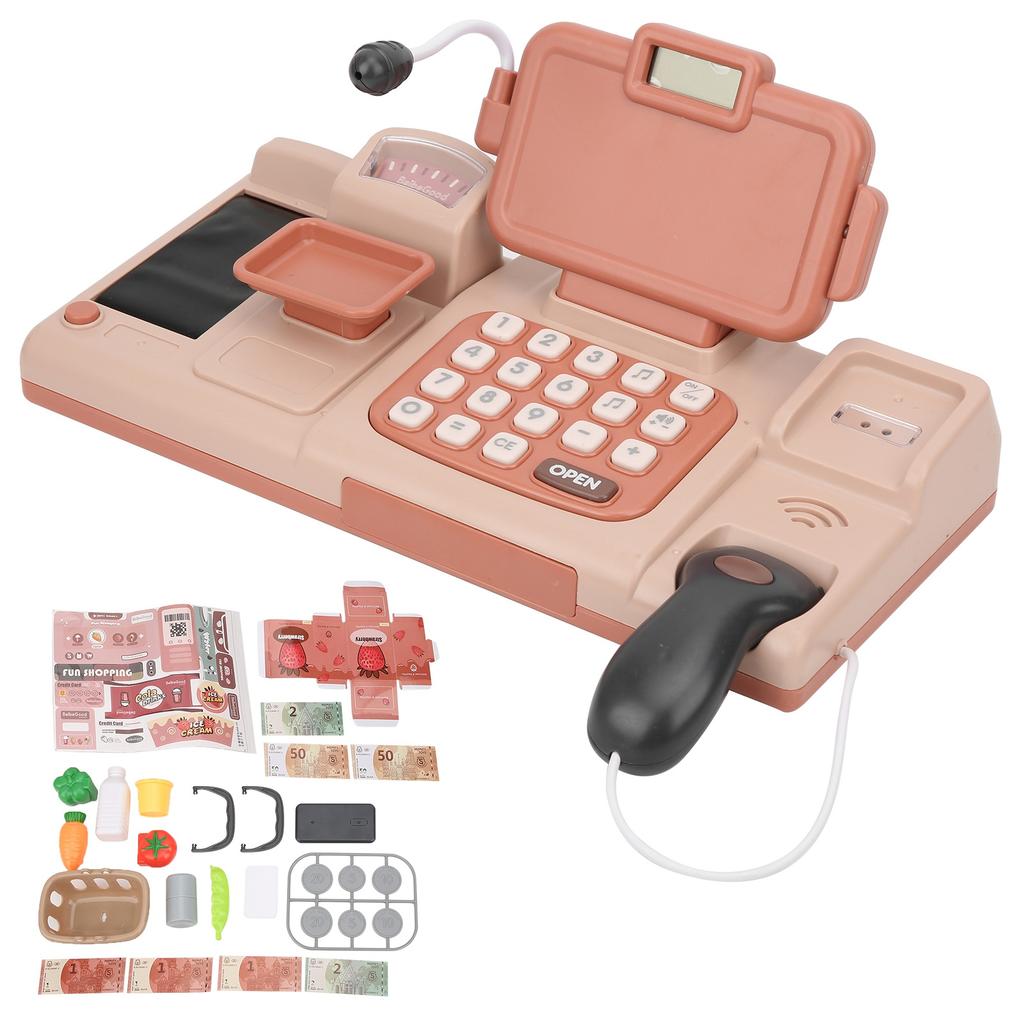 Casa de marcat jucărie voce electronică joc de simulare casier calculator copii educațional jucărie roz