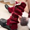 Maillard Rote Spitzensocken für Mädchen - Gemütliche Herbst-/Winter-Strick-Beinwärmer im Y2K-Stil, Perfekt zu Lederschuhen.
