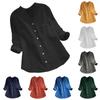 Women's Fashion Casual Vintage Cotton Linen Blouse Loose Color Long Sleeve Blouse Tops