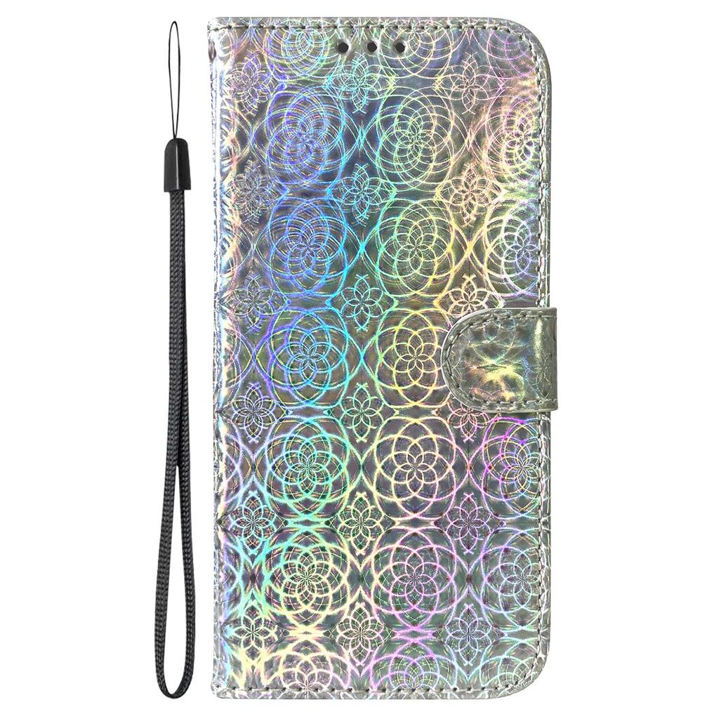 For Honor X7a 5G Leather Dazzling Flower Pattern Wallet Case Stand Magnetic Closure Flip Phone Cover with Strap