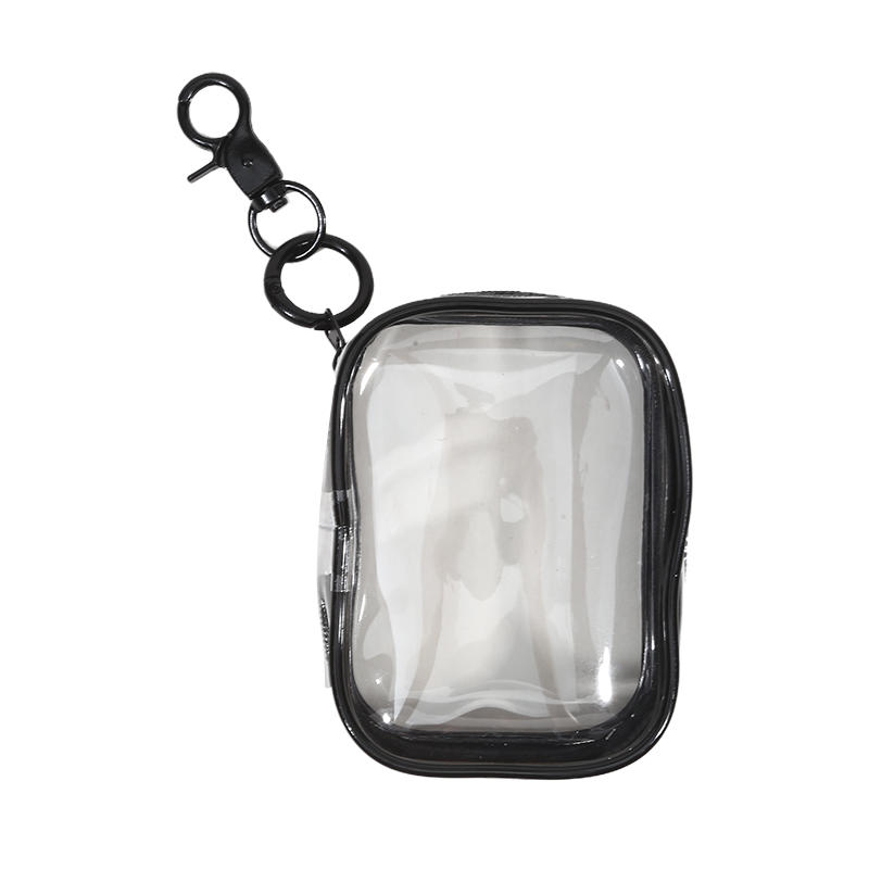 Small Clear Figure Display Bag with Keychain Portable Zipper Waterproof Mini Doll Pouch Carrying Case for Figures Collectibles