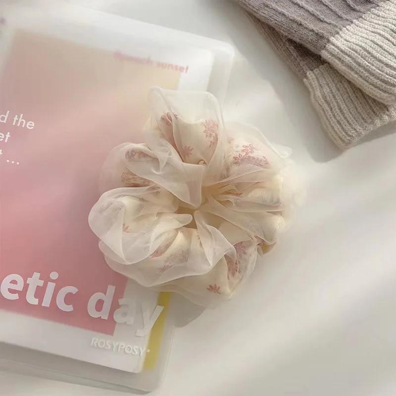 Net Gauze Texture Large Intestine Hair Band Bun Hairstyle Female Hair Tie Fashionable and Fresh Style Hair Tie Creative Headwear