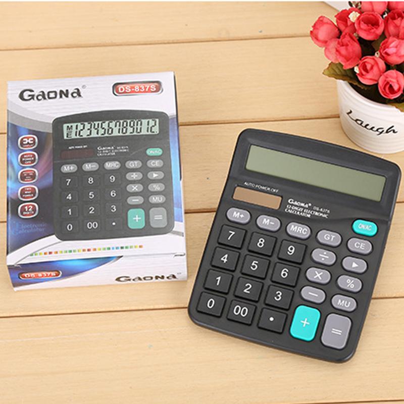 12-Digit Large Lcd Display Calculator Standard Function Calculator With Solar & Battery Dual Power For Home Basic Desktop Office
