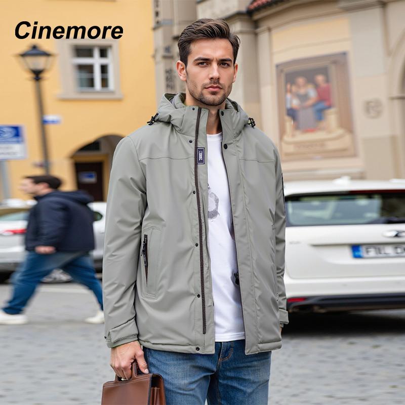 

Cinemore 2025 Winter Coat Men s Down Jacket with Pockets, Warm, Drawstring, Hooded, Short Parka Men s 8062 XL сірий