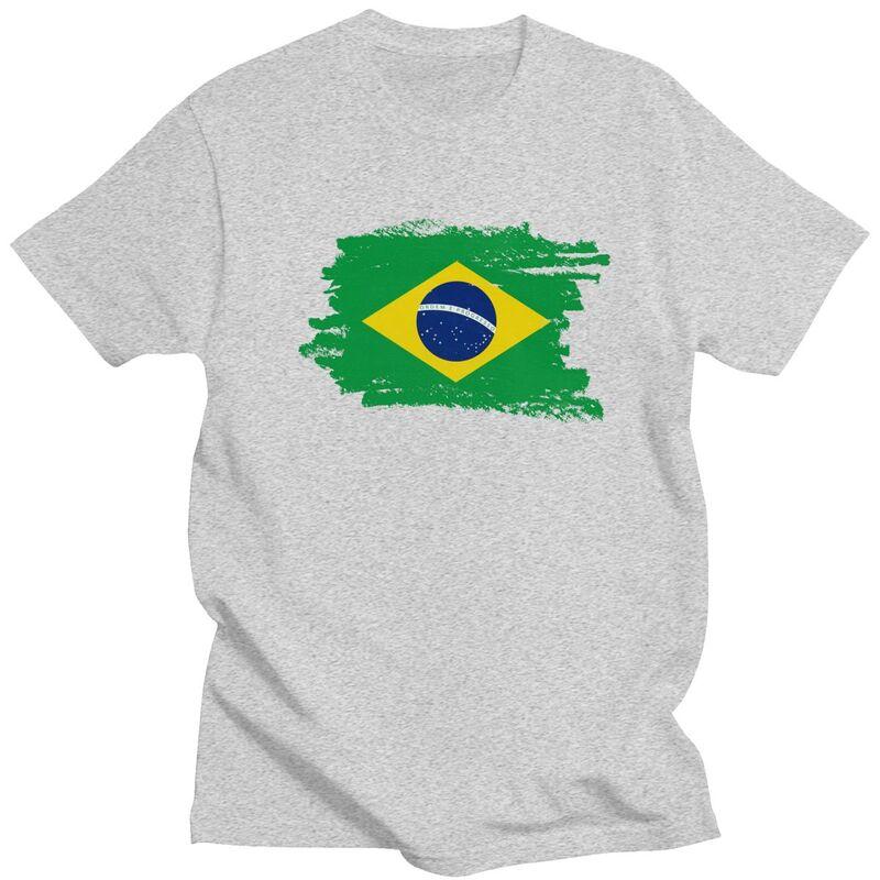 Custom Flag Of Brazil T Shirts Men ShortSleeve Brazilian Proud Tshirt Streetwear Tee Tops Pure Cotton Slim Fit Tshirt Merch