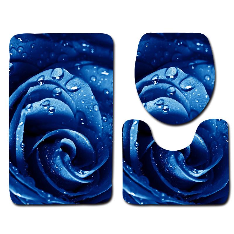 Rose Floor Mat Bathroom Mat Toilet Three-Piece Set