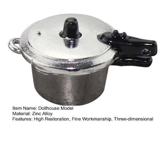 1:12 Schnellkochtopf-Modell, hohe Restaurierung, klein, verblasssicher, dekorieren Sie die Zinklegierung, Mini-Schnellkochtopf-Modell, Mikrolandschaft