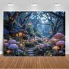 Dreamy Fairy Tale Forest Wonderland Theme Birthday Party Decorations Mushroom House Family Background Banner Stud2131