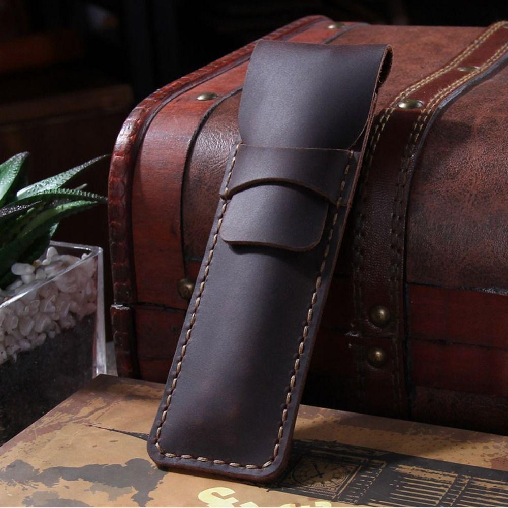 PU Leather Leather Pen Bag Flip Cover Pen Storage Pouch Pencil Case Pen Protective Bag  Workplace