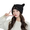 Handmade Knitted Cat Ears Hat Womens Pullover Cap Soft Woolen Colorful Beanie Cap Cute Beanies Bonnet Gift