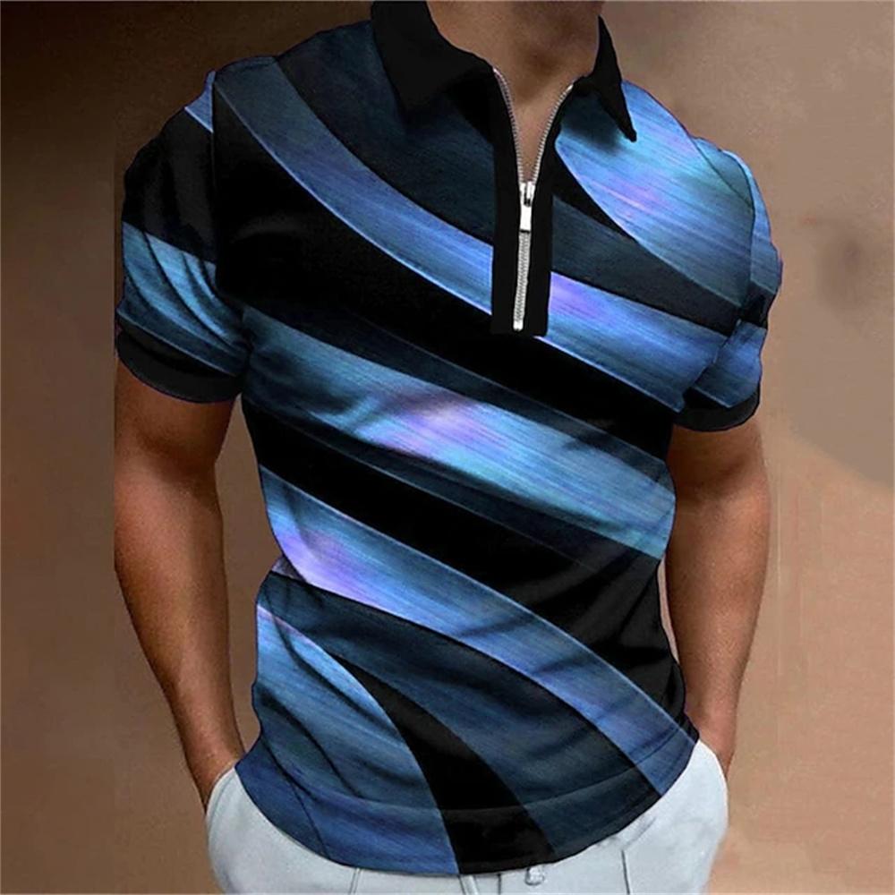 Men's Printed T-shirt, Short Sleeved Polo Shirt, Luxurious Style, Quick Drying, Oversized Top