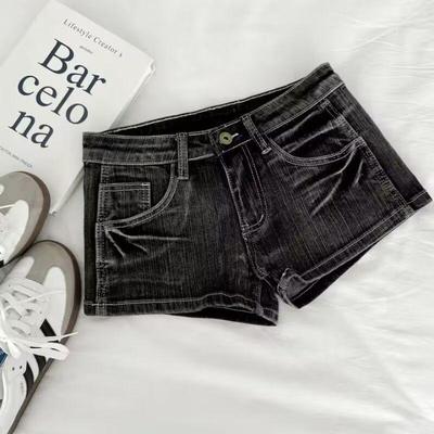 Pantaloni Corti Hot Pants Grigio Denim Y2K A Vita Bassa Aderenti Hip-Hugging Spicy Girl Coreani