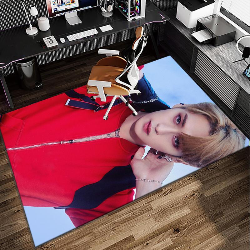 K-pop Group Stray Office Rug Chair Mat, Game Carpet, Suitable for Front Door, Bedroom, Living Room, Desk, Holiday Gift