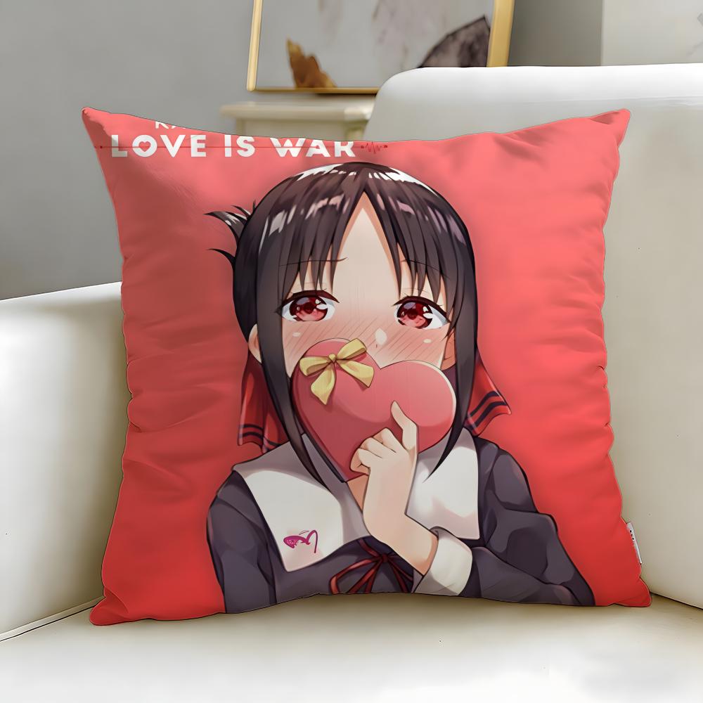 popular anime Kaguya S-sama Love Is War Cushion Cover Soft & Easy-Wash Pillow Case – Versatile for Couch, Bed, Travel and Office