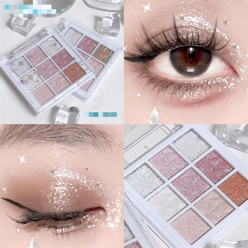 9 Colors Glitter Eyeshadow Palette Eyeshadow Primer Waterproof Nude Eye Pigment Matte Shimmer Matte Eye Shadow Powder Makeup Kit