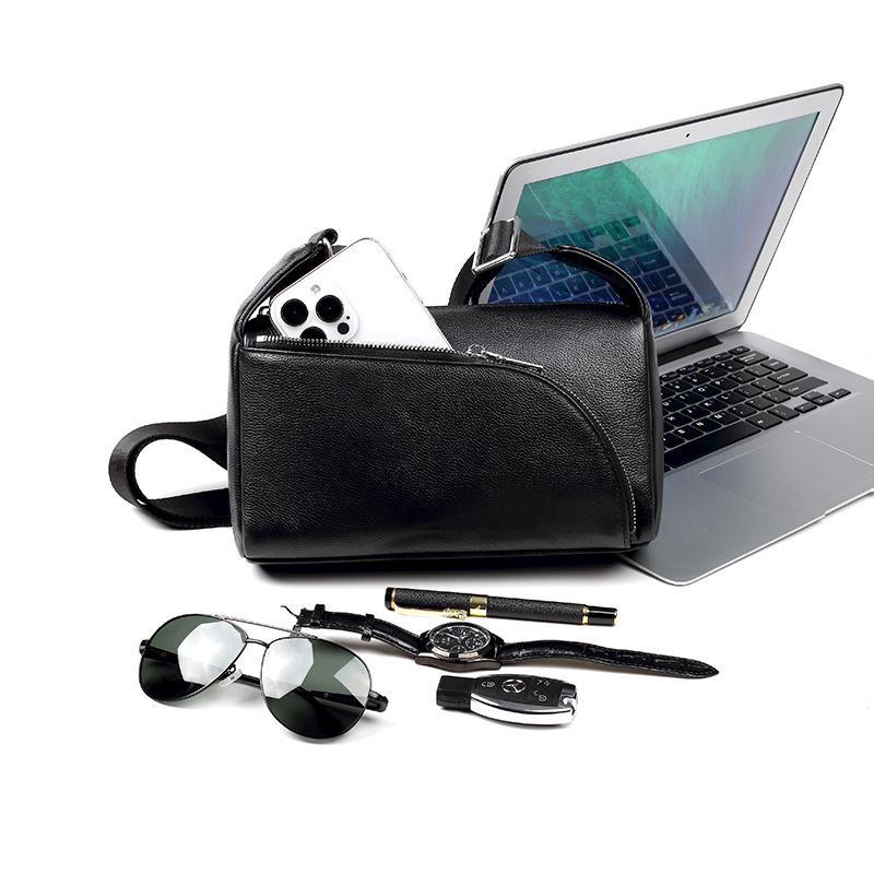 Bolsa Mensageiro de Ombro de Couro Genuíno Masculina e Feminina - Bolsa Casual Moderna Estilo Coreano de Couro de Vaca