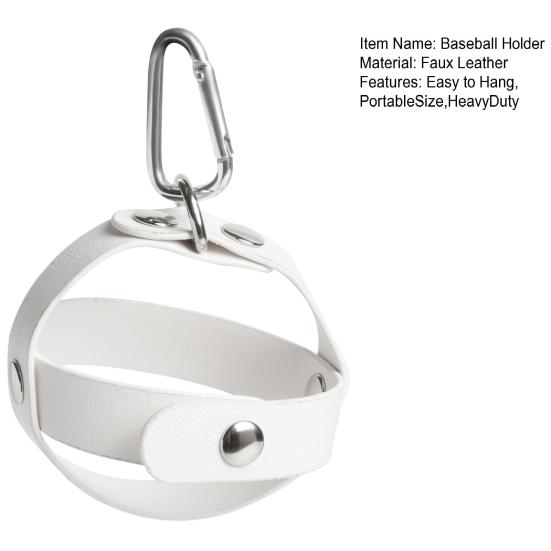 Faux Leather Baseball Holder Keychain Portable Lightweight Universal Tennis Ball Button Cover Pouch Carrier Case with Metal Hanging Buckle