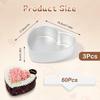 8 Inch Heart Cake Pan, 3 Pcs Aluminum Alloy Non Stick Heart Cake Mold with 60 Pcs Pan Liners for Kitchen Birthday Wedding