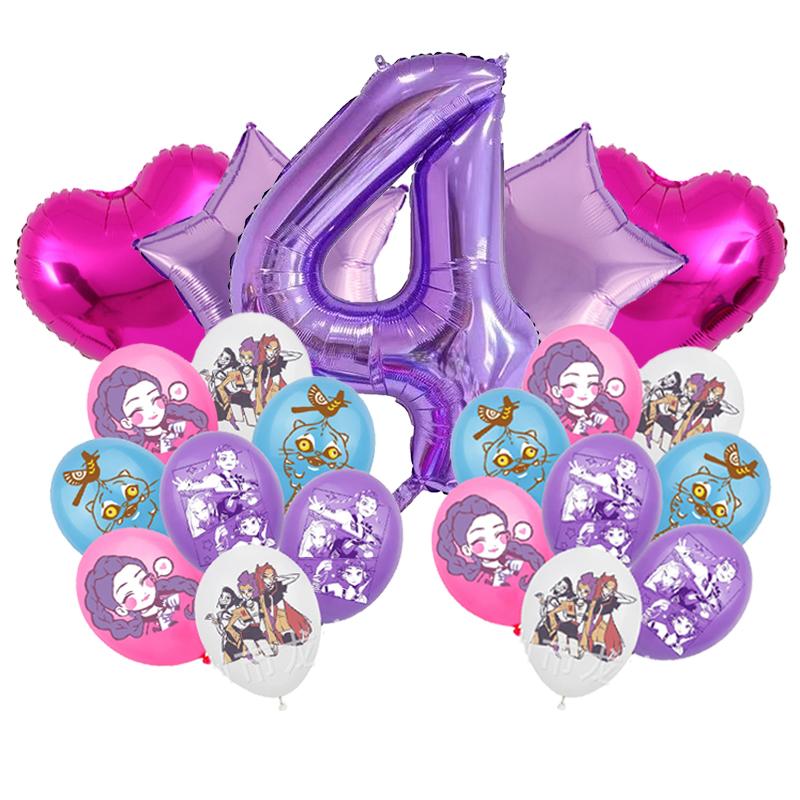 

Kpop Мисливці на Демонів Набір для Прикраси Повітряними Кулями на День Народження Музична Дівчина Номер Алюмінієва Фольга Кулі Дитячі Вечірні Приналежності Подарунок Сувенір Декор