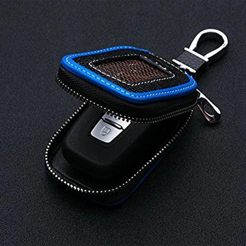 Accessories Anti-Scratch Black+Blue 13.5*5cm Key Case Leather Zipper Car Smart Remote Fob Cover Protector Hanging
