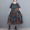 Women's Summer Floral Ruffle Dress  Plus Size Line Dress with Sheer Panel Detailing Vintage Inspired Loose Fit Maxi