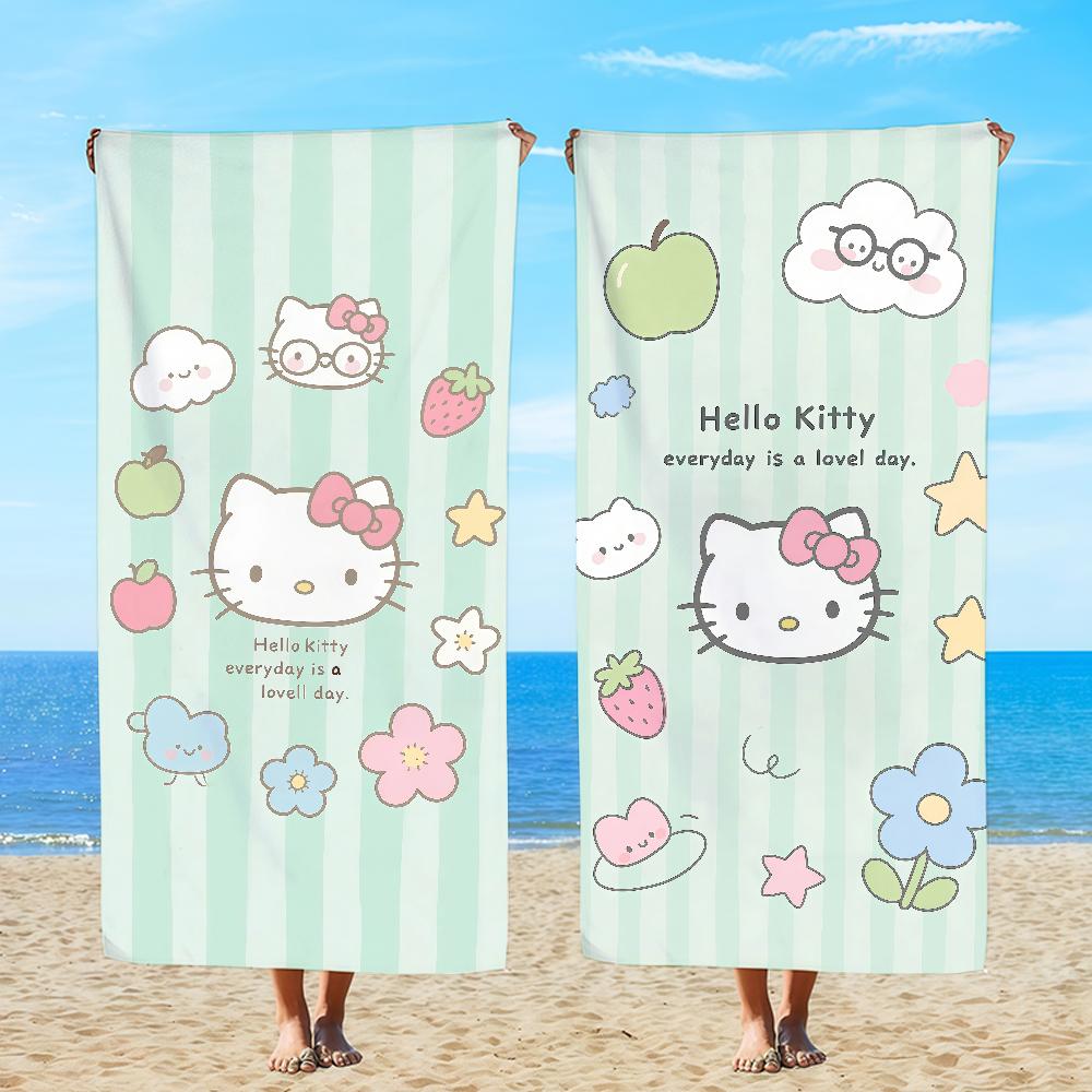 Towel Textile H-HelloS-ES Bathrobe Beach Quick-Drying Fresh K-KittyS-ES Lightweight Green Portable Camping SRO Swim Pool Travel