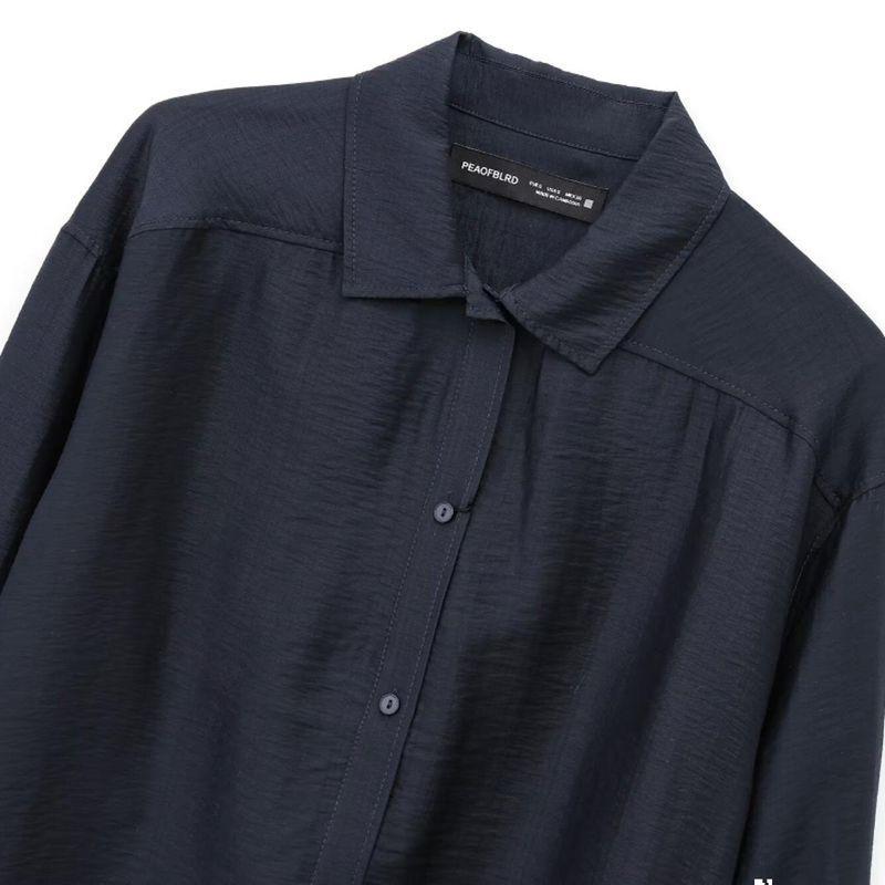 Kaslead New Arrival Women's Clothing Fashion Style Fashion Texture Pleated Satin Long Sleeve Shirt 05115815407