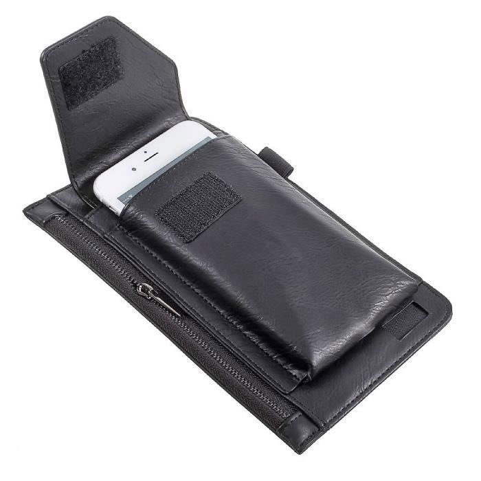 Étui à Ceinture Vertical - PLUM - PHANTOM 2 - Cuir synthétique - Poche zippée - Noir