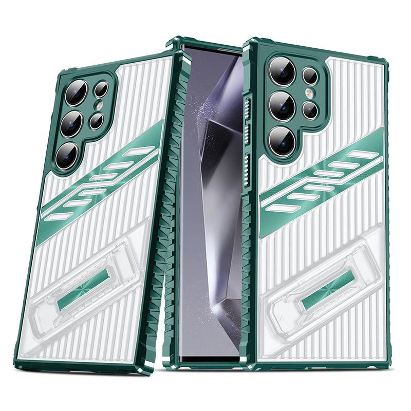 Samsung S25 Ultra Stealth Bracket Mobile Phone Case Suitable for S24PLUS Four Corner Anti Fall S23 Battle Shadow Protection Case