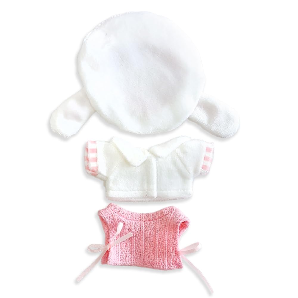 Pink Eared Beret, Shirt, and Vest Set for 10cm Plush Toy, Kigurumi Accessories, Otaku Activities, Doll Mascot, Kpopdoll Costume [Used]