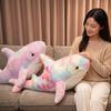 60/80cm Rainbow Shark Plush Toy Stuffed Aquatic Animal Doll Fluffy Sleeping Companion Bolster Man Gift