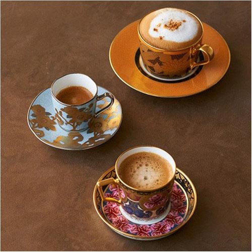 Noritake Demitasse Cup & Saucer, 85cc, Homage Collection, Pale Blue Rose Design, Fine Porcelain (Premium White), T2404/H-768