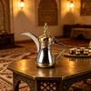 Long Spouts Coffee Pot for Home Coffee Service, Rustproof Steel Arabic Teapot Pitcher Kettle with Gold Lid, Multipurpose Milk Water Jugs